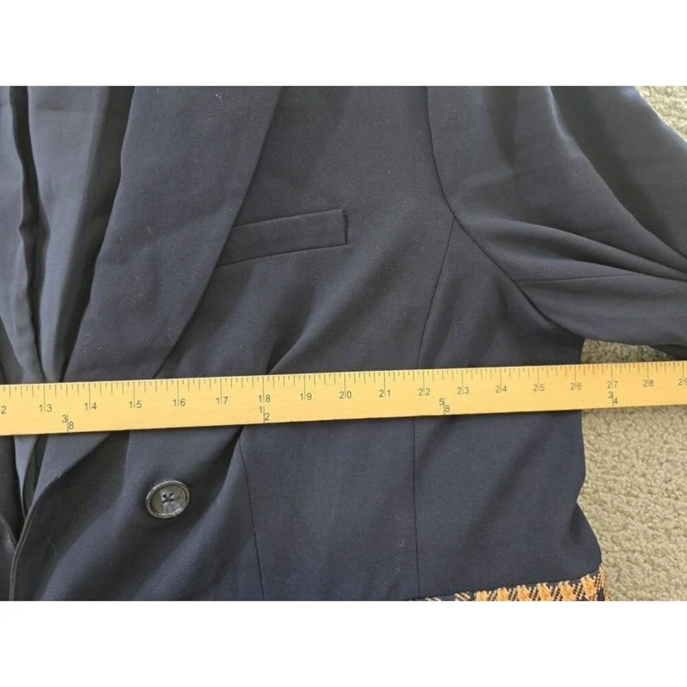 Tahari ASL Plus Size Colorblocked Peak-Lapel Blazer Women's 24W New Navy/Ginger - Picture 6 of 15